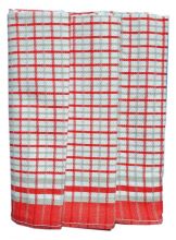 Utierky z egyptskej bavlny, červeno-šedo-biele káro, č.26, 50x70cm, 3ks