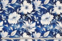 Úplet NELLY modrý, biele kvety, š.150