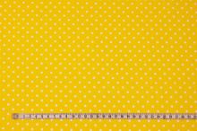 Bavlněné plátno žluté, bílý puntík, š.160