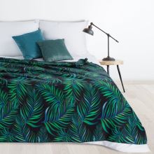 Deka PALMS čierna, modro-zelené palmové listy 150 x 200cm
