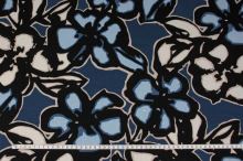 Úplet béžovo-modrý, vzor kvety, š.150
