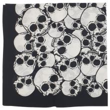 Šátek černý, vzor lebky I., 70x70cm