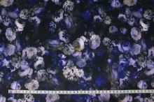 Úplet tmavě modrý, květinový vzor š.150