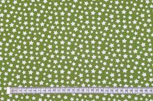Bavlněné plátno olivové, bílé hvězdičky, š.140