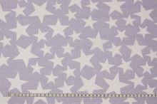 Bavlněné plátno lila, bílé hvězdičky, š.140
