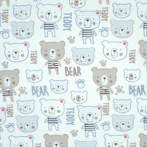 Mušelín/dvojitá gázovina P1016 biela, TEDDY, š.140