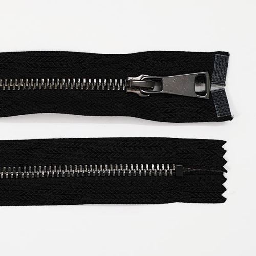 Zip kovový 6mm tmavý nikel, dĺžka 14cm (nedeliteľný)