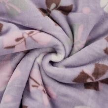 Oboustranný Cuddle Fleece lila, mašličky a puntíky, š.145