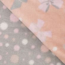 Obojstranný Cuddle Fleece marhuľový, mašličky a bodky, š.145 (1)