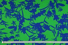 Satén N5735, modro-zelený květinový vzor, š.145