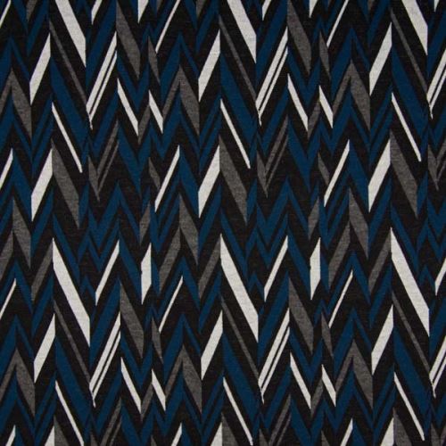 Úplet modro-bielo-šedý, geometrický vzor, š.150