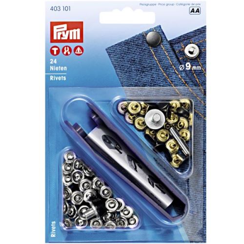 Cvoky Prym Rivets antracit, cvoček 9 mm, 10ks