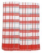 Utěrky z egyptské bavlny, červeno-šedo-bílé káro, č.7, 50x70cm, 3ks