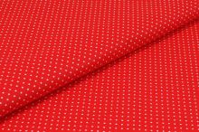 Bavlnené plátno červené, biele bodky, š.160