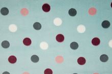 Fleece mint, barevné puntíky, š.145