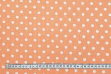 Bavlněné plátno meruňkové, bílé puntíky, š.140