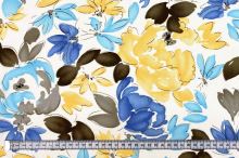 Šatovka N0473 biela, žlto-modré kvety, š.150
