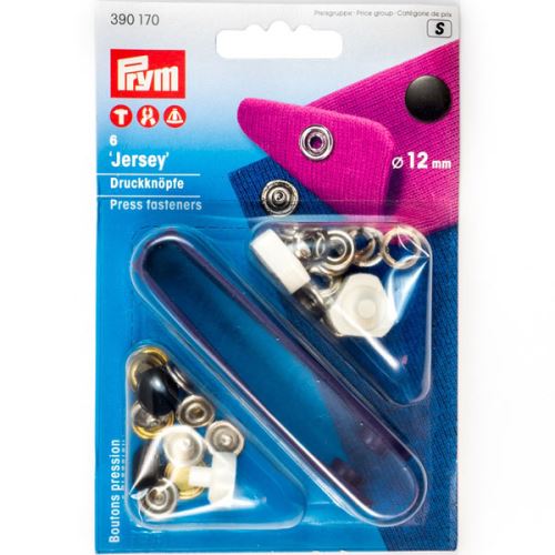 Druky Prym Jersey čierne, cvoček 12 mm, 6 ks