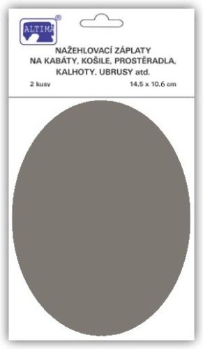 Nažehľovacie záplaty ovál sivé, 14,5x10,6 cm, 2ks