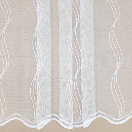 Záclona bílá, svislé vyšívané vlnky, v.275cm