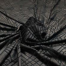 Samet černý, vypalovaný geometrický vzor, š.150