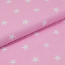 Bavlněné plátno růžové, bílé hvězdy, š.160