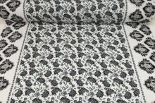Šatovka N5696 čierno-biely vzor, bordúra, š.140
