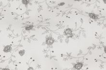Bavlna biela, sivé kvety, š.140