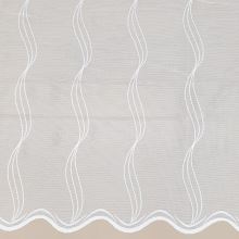 Záclona bílá, svislé vyšívané vlnky, v.150cm