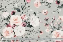 Šatovka SILKY sivá, ružové kvety, š.145