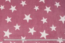 Fleece medvedík ružový, biele hviezdičky, š.140