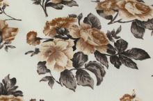 Dekoračná látka krémová, hnedé kvety, š.140
