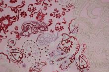 Bavlna růžová, vínovo-béžový vzor š.145