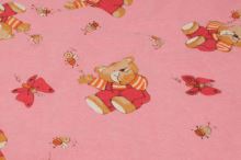 Flanel růžový, medvídek, š.160