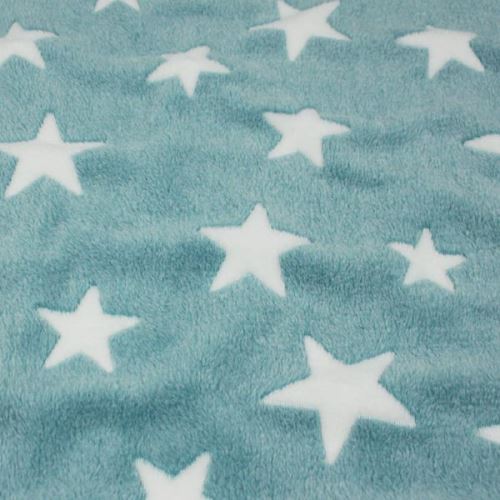 Fleece zelený, biele hviezdy, š.145