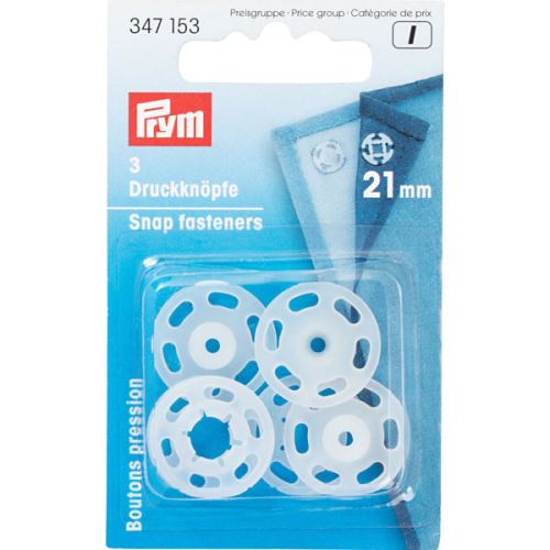 Patentky Prym transparentné, 21 mm