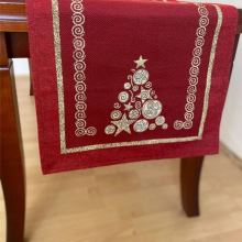 Dekoratívna štôlňa červená, vianočný motív, 140 x 47 cm