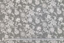 Bavlnené plátno P0766 šedé, biely kvetinový vzor, š.140