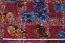 Kostýmovka červená 15202, barevný květ, š.150