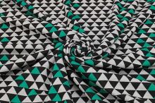 Úplet A0186, černo-šedo-smaragdové trojúhelníky, š.150