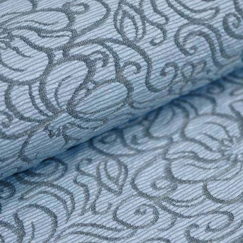 Úplet A0260 světle modrý, květinový vzor, stříbrný lurex, š.150