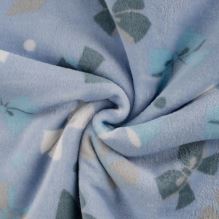 Oboustranný Cuddle Fleece dusty blue, mašličky a puntíky, š.145