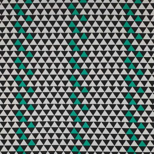 Úplet A0186, černo-šedo-smaragdové trojúhelníky, š.150