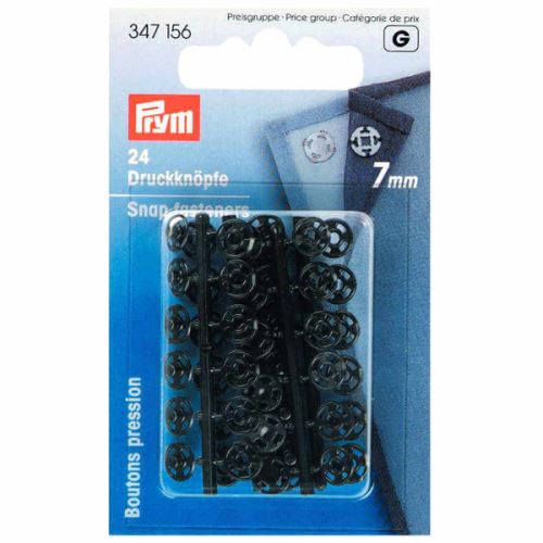 Patentky Prym čierne, 7 mm