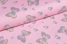 Magický úplet růžový, motýlci s glitry, š.150