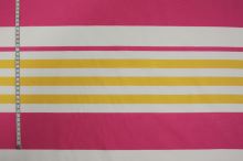 Tkanina růžovo-žluté pruhy, š.150