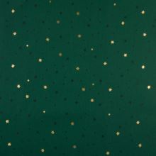 Vánoční popelín zelený, zlaté hvězdičky, š.145
