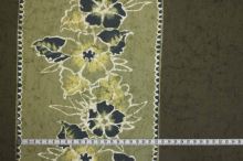 Bavlna khaki, bordúra žltý kvet, š.150