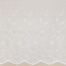 Záclona bílá s květinovou výšivkou, v.145cm