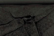 Košeľovina 12377 khaki, čierny kvetovaný vzor, š.135